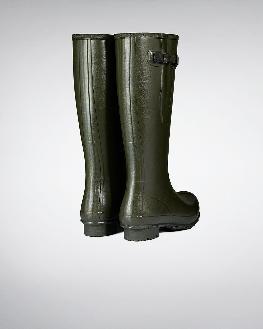 Men Hunter Norris Field Side Adjustable Neoprene Lined | Tall Rain Boots Dark Olive | NZ-14038-RCJG